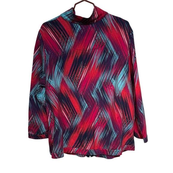 Liz & Me For Catherine’s Size 1X Abstract Zip Up Long Sleeve Shirt Jacket Fall - Picture 2 of 6